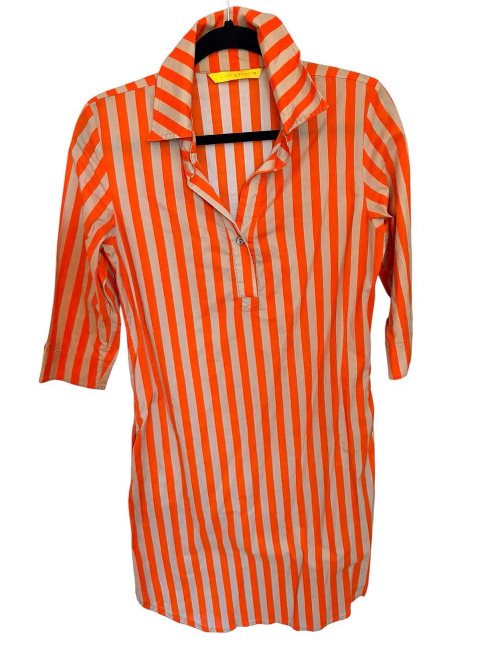 Lira & Flynn Brown and Orange Striped Shirt Dress